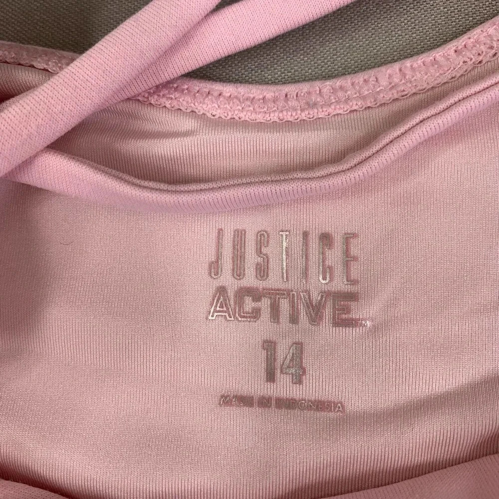 JUSTICE Active Girl's One Piece Flutter Cap Sleeves Swimsuit Baby Pink Size 14 - Picture 11 of 12